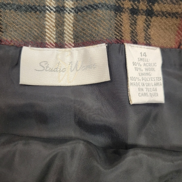 VTG Plaid Fringe Wool Blend Wrap Skirt Size 14 - Picture 2 of 8